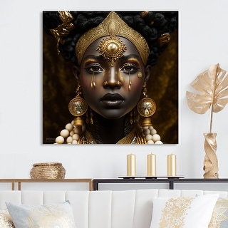 Designart "Tribal African Woman I" African American Woman Canvas Wall